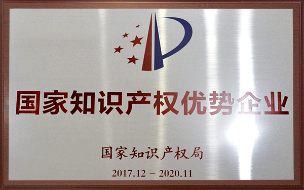 2017年國家知識產權優勢企業牌匾